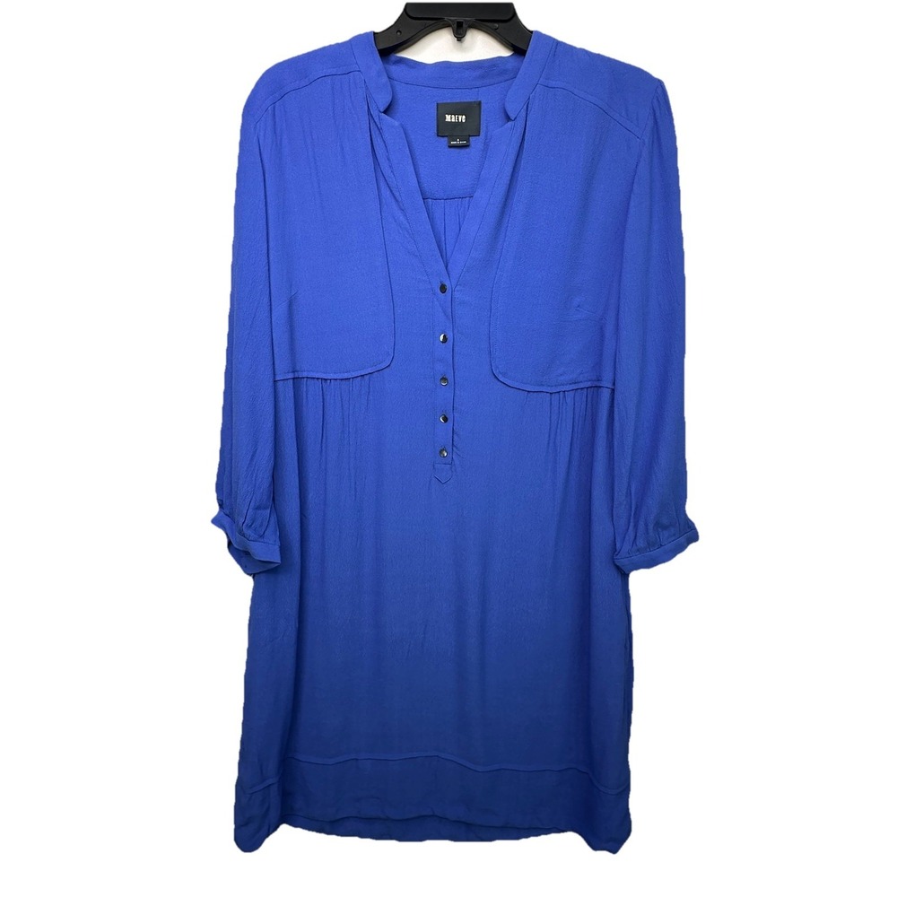 Anthropologie‎ Maeve Taryn Crepe Shift Dress Womens Size 8 Royal Blue